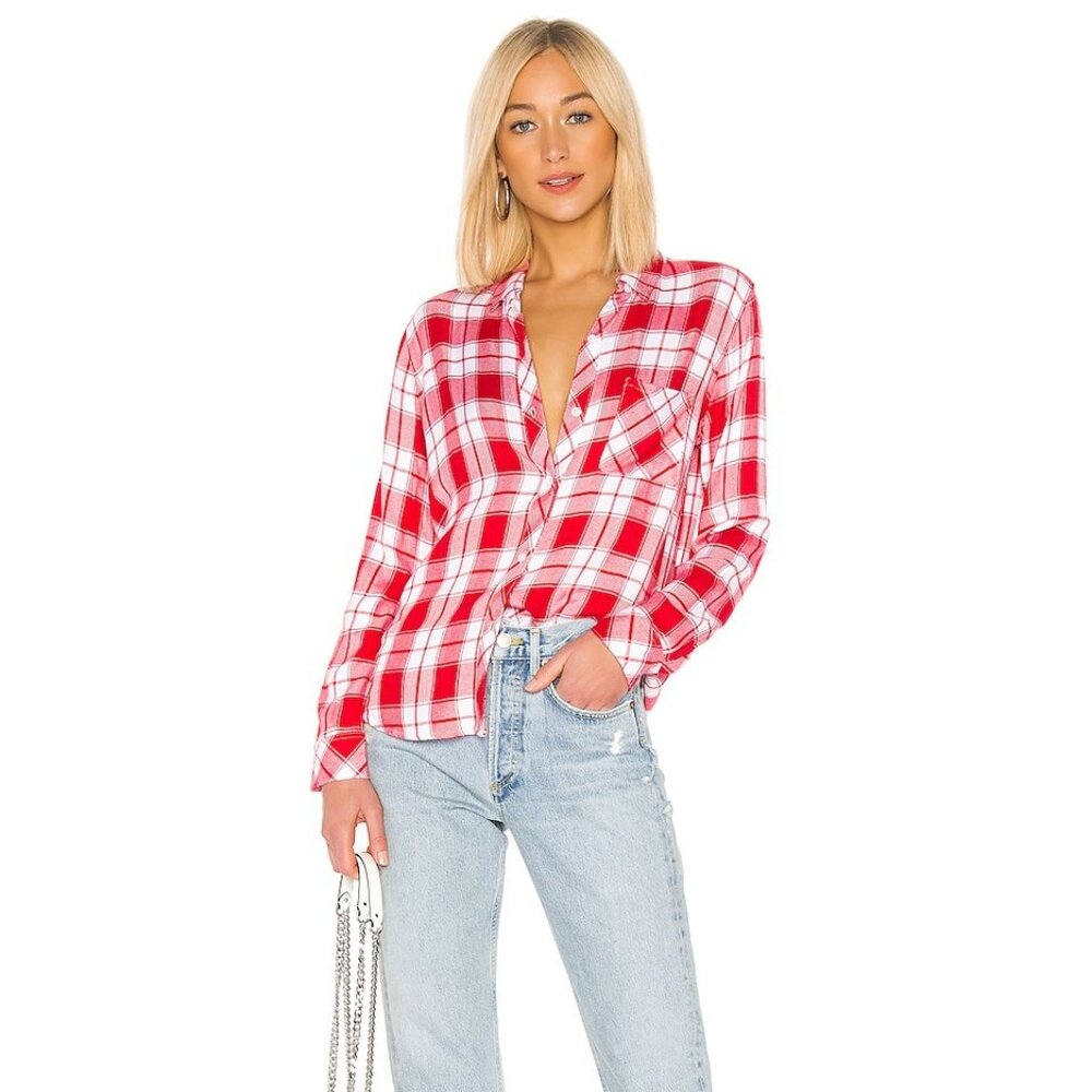 NWT | Rails Hunter Button-Down Shirt – Candy Apple & White Plaid | XS